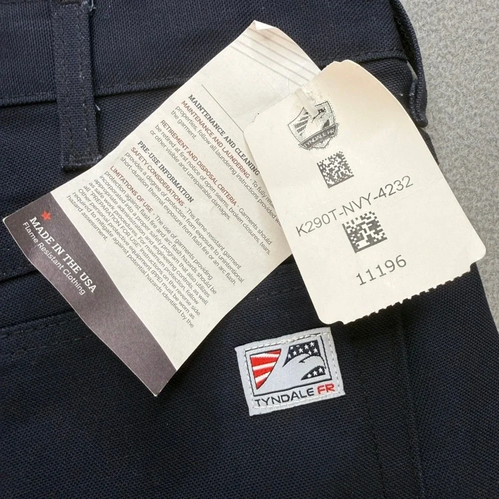 Tyndale FR K290T Flame Resistant Work Pants Straight Fit 42x32 Blue Workwear